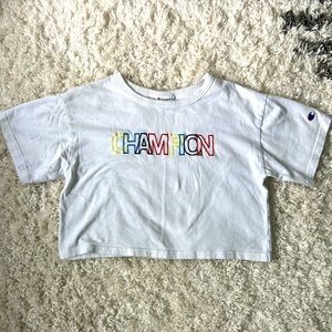 Champion Embroidered Logo White Crop Top - Size S